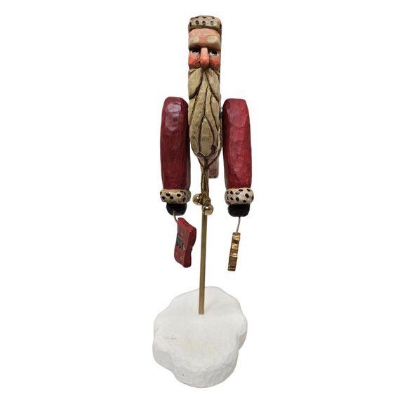 Lori Miller Hand-Carved Wooden Flying Santa Figurine With Stand - Picture 5 of 8